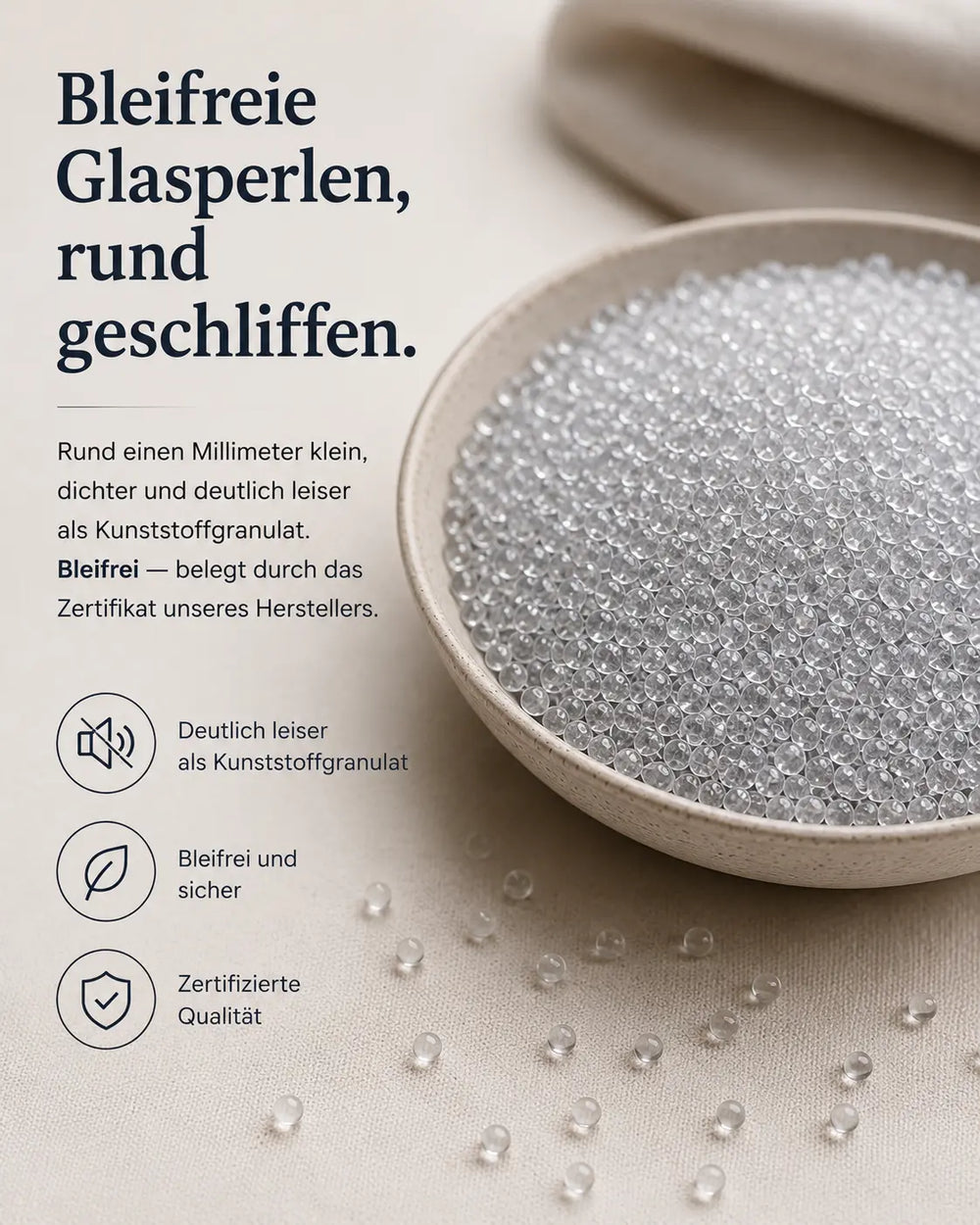 Bleifreie Glasperlen, rund geschliffen.